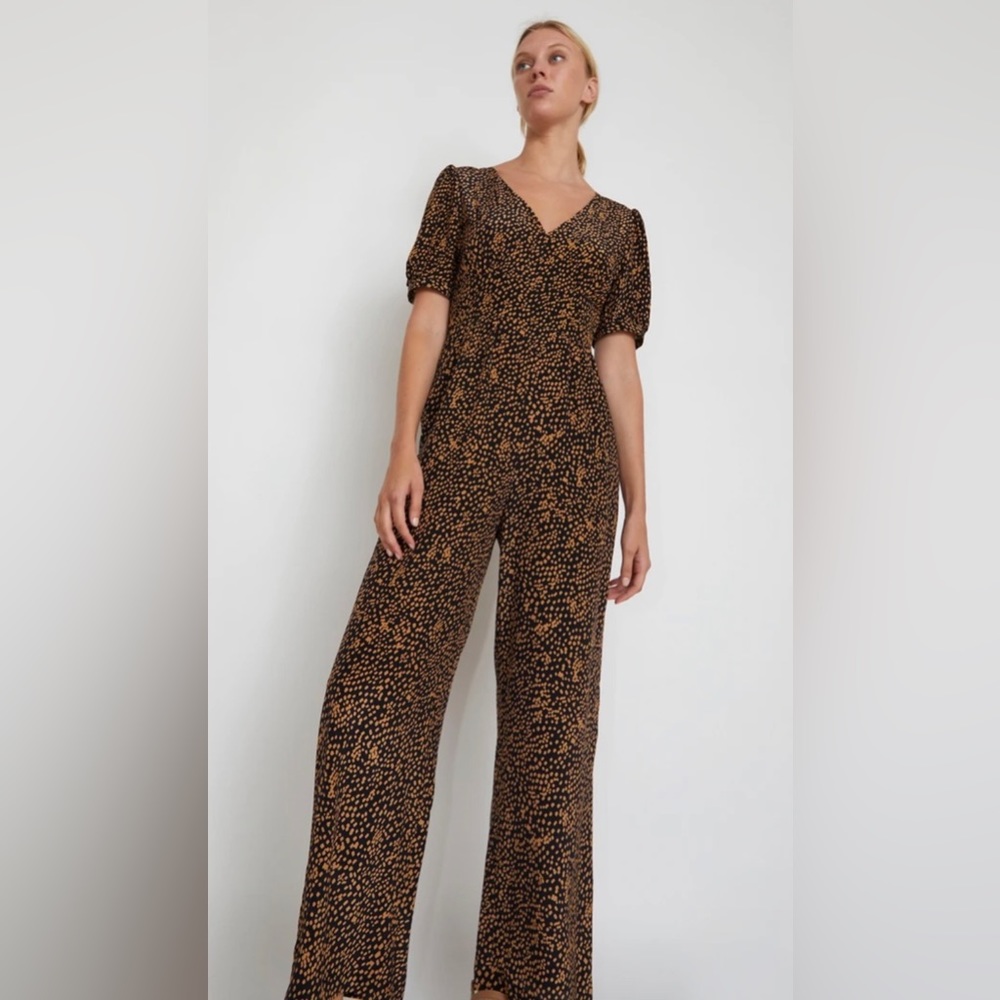 No. 6 Store Flora Jumpsuit in Black with Tan Dots Size 2 NWT